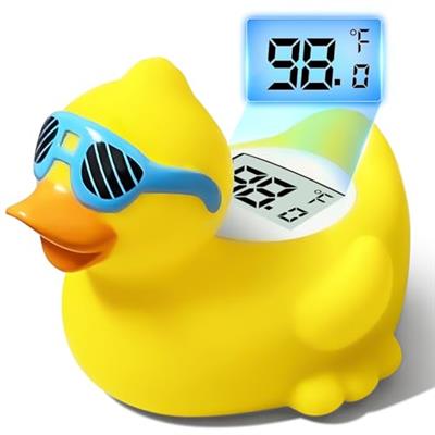 Duck Baby Bath Thermometer, Newborn Bath and Room Temperature Thermometer Safety Floating Toy, Bathtub Thermometer for Infant