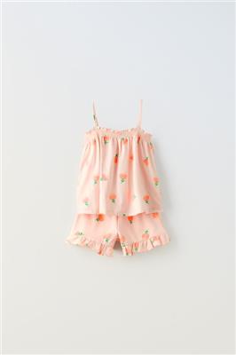 FLORAL TOP AND SHORTS MATCHING SET - Tangerine | ZARA United States