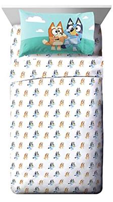 Jay Franco Bluey & Bingo Toddler Size Sheet Set - 3 Piece Set Super Soft and Cozy Kid’s Bedding - Fade Resistant Microfiber Sheets (Official Bluey Pro
