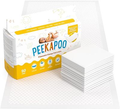 Amazon.com: Peekapoo - Disposable Changing Pad Liners (50 Pack) Super Soft, Ultra Absorbent & Waterproof - Covers Any Surface for Mess Free Baby Diape