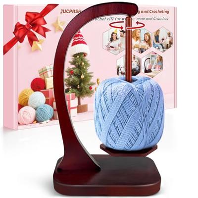 JUCPASH Yarn Holder for Crocheting with Magnetic Spin, Crochet Gifts, Brown