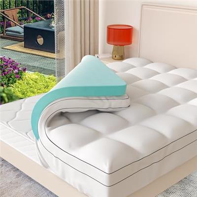 Memory Foam Mattress Topper Queen Size, Dual Layer 4 Inch Mattress Pad,2 Inch Gel Memory Foam Plus 2 Inch Pillow Top Cover with 8-21 Inch Deep Pocket