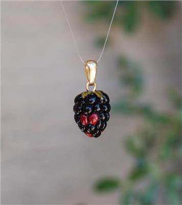 14k Solid Gold Handmade Glass Blackberry Pendant Charm - Etsy