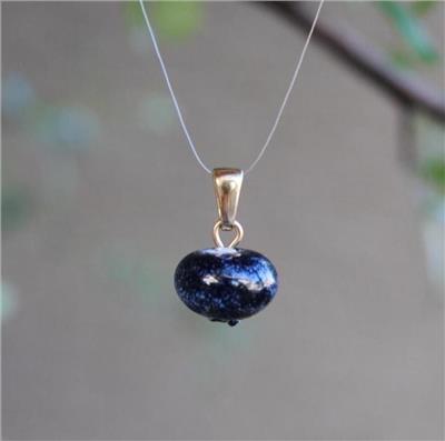 14k Solid Gold Blueberry Pendant, Handmade Lampwork Glass Charm (size M/L) - Etsy