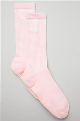 Womens Throwback Barre Sock - Powder Pink/White | Alo Yoga