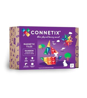 CONNETIX Magnetic Tiles Rainbow Starter Pack, 60 Pieces
