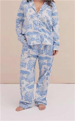Long Pyjama Set Loxodonta Print Blue
       –  Desmond & Dempsey