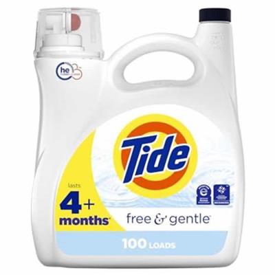 Tide Free & Gentle Liquid Laundry Detergent HE Compatible, 100 Loads, 132 fl oz