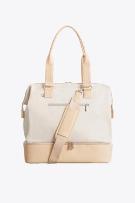 BÉIS The Mini Weekender In Beige - Small Beige Weekender Bag & Travel Duffle Bag