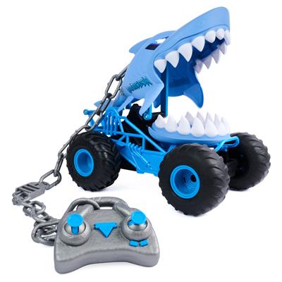 Monster Jam Chomping Megalodon RC Truck, 1:15 Scale Remote Control Monster Truck with 3 Action Modes, Chain and Controller, Toys for Boys and Girls Ag