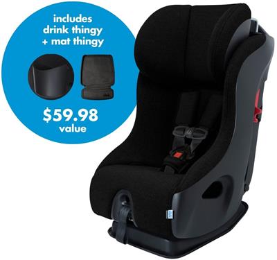 Clek Fllo Convertible Car Seat   Drink & Mat Thingy Bundle - Carbon (Jersey Knit)