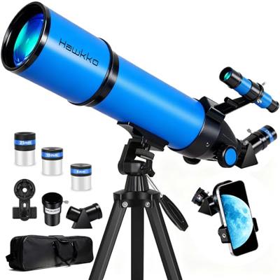Hawkko Telescope for Adults & Kids, 80mm Aperture 600mm High Powered Telescope for Astronomy Beginners - Refractor Telescopes with AZ Tripod, Phone Ad