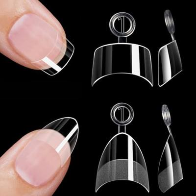 HWHUNO 480Pcs Extra Short Half Cover Almond & Tapered Square Nail Tips