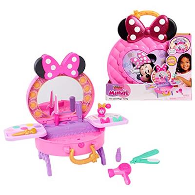 Disney Junior Minnie Mouse Get Glam Magic Table Top Pretend Play Vanity with Lights and Sounds, Officially Licensed Kids Toys for Ages 5 Up by Just Pl