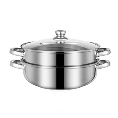 Steamer for Cooking, 18/8 Stainless Steel Steamer Pot, Food Steamer 11 inch Steam Pots with Lid 2-tier for Cooking Vegetables, Seafood, Soups, Stews a