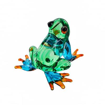 DANUSORNGEANG Hand Blown Art Glass, Rainforest Frog Miniature Animals Collection, Dollhouse Miniatures, Decorations, Souvenirs, Art Glass Blown Animal