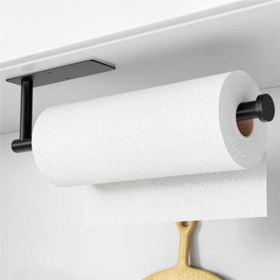 Paper Towel Holder,Self-Adhesive or Drilling， Matte Black, 1 Pack