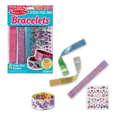 Melissa & Doug Design-Your-Own Bracelets with 100+ Sparkle Gem & Glitter Stickers, Kids Snap Bracelets, Stickers & Jewelry Crafts, Preschool Toys for