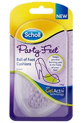Scholl Party Feet Ball of Foot Gel Cushions with GelActiv technology, Non-slip, Help prevent foot pain - Suitable most shoes including high heels and