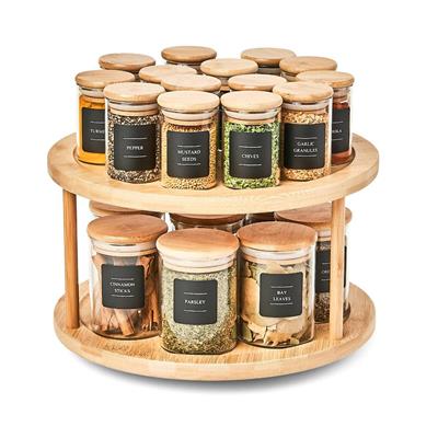 Bamboo Lazy Susan / Turntable Spice Jar Set - Large