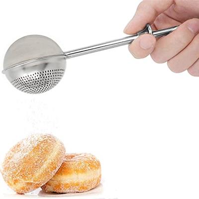 HULISEN Flour Duster for Baking, One-Handed Operation, 304 Stainless Steel Powdered Sugar Shaker Duster, Pick Up and Dust Flour Sifter, Gift Package