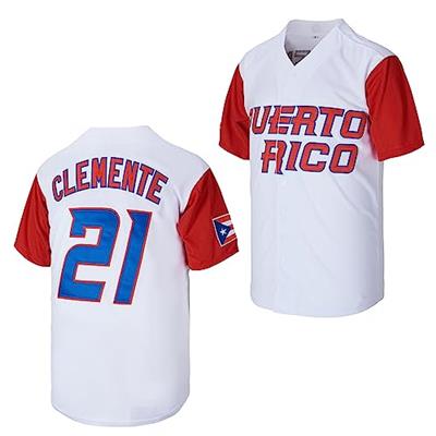 #21 Roberto Clemente Puerto Rico World Game Classic Mens Baseball Jersey Stitched Size XL White