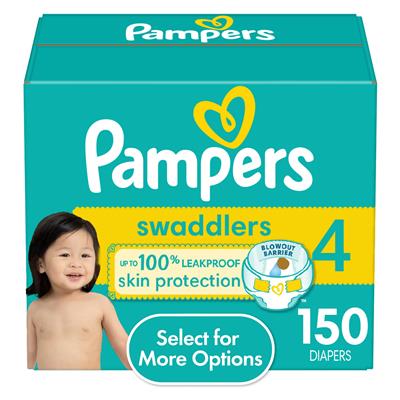 Pampers Swaddlers Diapers, Size 4, 150 Count (Select for More Options) - Walmart.com