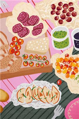Picnic Charcuterie Board , By Kartika Paramita,Wall Art Canvas Print,