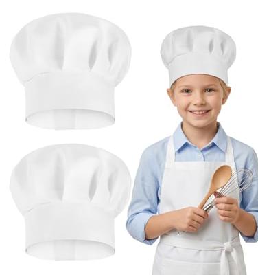 2 Pack Chef Hat for Kids, White Adjustable Elastic Toddler Chef Hat