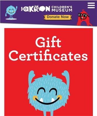 Akron Childrens Museum Gift Certificate