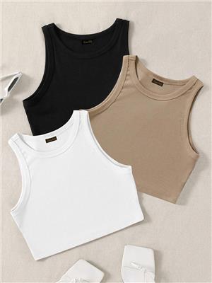 Buy KERI PERRY Women Pack Of 3 Soft Lycra Tank Crop Top - Tops for Women 32868564 | Myntra