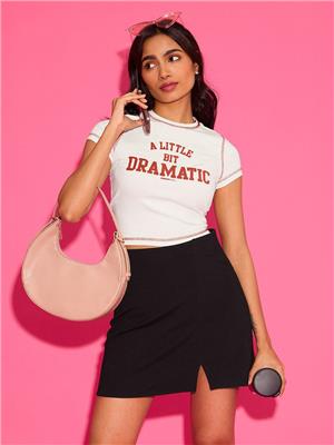 Buy The Souled Store Official Women Mean Girls: A Little Dramatic Off White Slim Fit Crop Top - Tops for Women 29095900 | Myntra