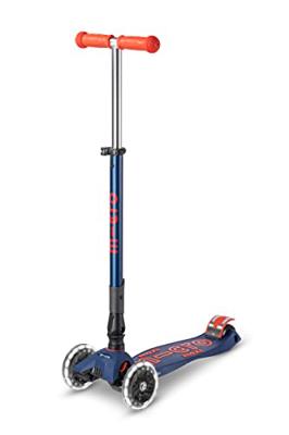 Micro Kickboard | Maxi Foldable LED Kids Scooter for Ages 5-12 | Children up to 110 lbs | 3 Wheel Lean-to-Steer Design | Adjustable T Bar | Smooth Rid