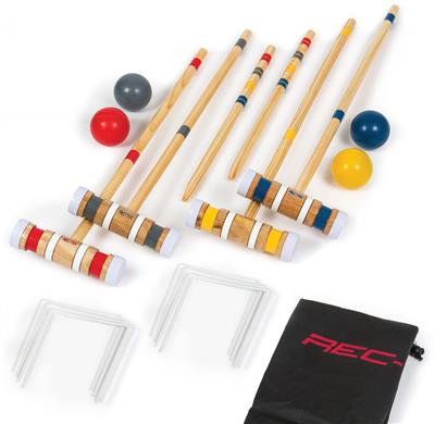 Rec-Tek Outdoor 4-Player Croquet Set, 19-pc, with Carry Bag, All Ages