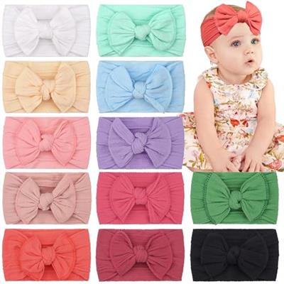 CÉLLOT Super Stretchy Soft Knot Headbands with Hair Bows Head Wrap Hair Accessories For Newborn Baby Girls Infant Toddlers Kids