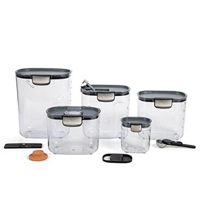 ProKeeper+ 9 Piece Clear Plastic Airtight Food Flour and Sugar Bakers Kitchen Storage Organization Container Canister Set with Magnetic Accessories