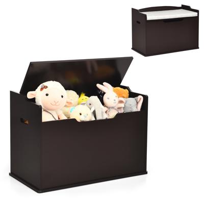 Costway Kids Toy Box Wooden Flip-top Storage Chest Bench W/ Cushion Safety Hinge - Walmart.ca
