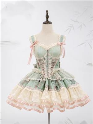 New Color Arrival Green Princess Corset Dress Embroidery Details Lolita JSK