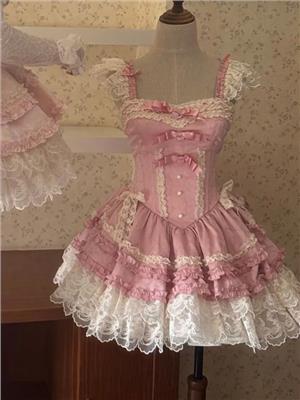 Pink Balletcore Short Boned Corset Waist Dress Puffy Jumper Skirt