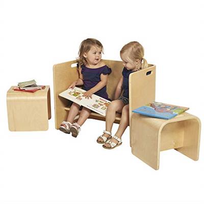 ECR4Kids Bentwood Multipurpose Table and Chair Set, Kids Furniture, Natural, 3-Piece