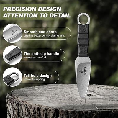 Amazon.com: CIVIREVIC Small Fixed Blade Boot-Style Knife with Sheath, High Carbon Steel Stonewashed Blade, 2.8 Inch Full Tang EDC Knife with Non-Slip