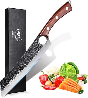 Amazon.com: Purple Dragon Chef Knife Meat and Vegetable Cleaver Hand Forged Boning 8.5 Inch Full Tang Design High Carbon Steel Kitchen for Home Restau