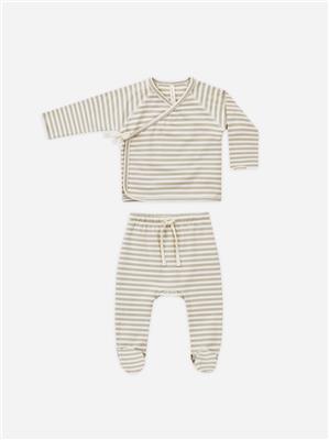 Wrap Top   Footed Pant Set || Ash Stripe – Quincy Mae