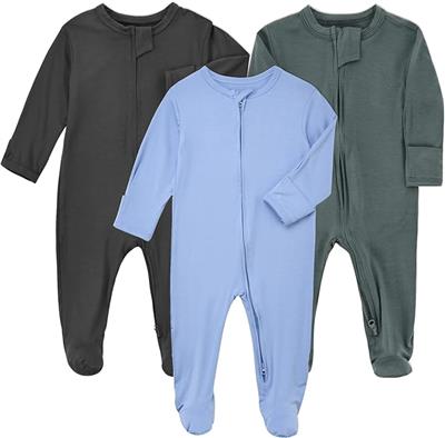 Amazon.com: Aablexema Baby Zipper Pajamas Bamboo Rayon, 3pcs Unisex Infant Onesie with Mitten Long Sleeve Footed Pjs : Clothing, Shoes & Jewelry