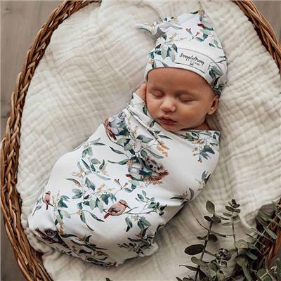Eucalypt Baby Swaddle & Beanie For Girls and Boys | Snuggle Hunny