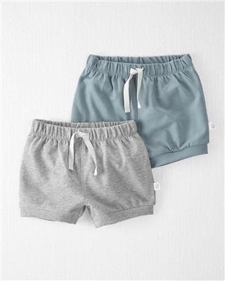 Blue, Grey Baby 2-Pack Organic Cotton Shorts | carters.com