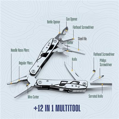 Amazon.com: Multitool Plier - 12 In 1 Stainless Steel Pocket Multi Tool With Durable Sheath For Camping, Survival Gear - Safety Locking Camping Access
