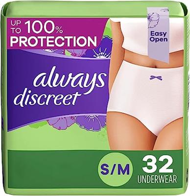 Amazon.com: Always Discreet Incontinence & Postpartum Incontinence Underwear for Women, Small/Medium, Maximum Protection, 32 Count : Health & Househol