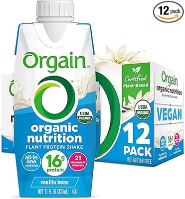 Amazon.com: Orgain Organic Nutritional Vegan Protein Shake, Vanilla Bean - 16g Plant Based Protein, Meal Replacement, 21 Vitamins & Minerals, Fruits &