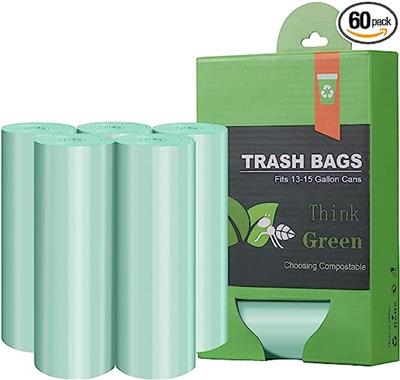 Amazon.com: Compostable Trash Garbage bags,AYOTEE 13-15 Gallon Tall Kitchen Trash Bags,Heavy Duty Unscented 1.18Mils 55 Liter,60 Count,Strong Thicken 